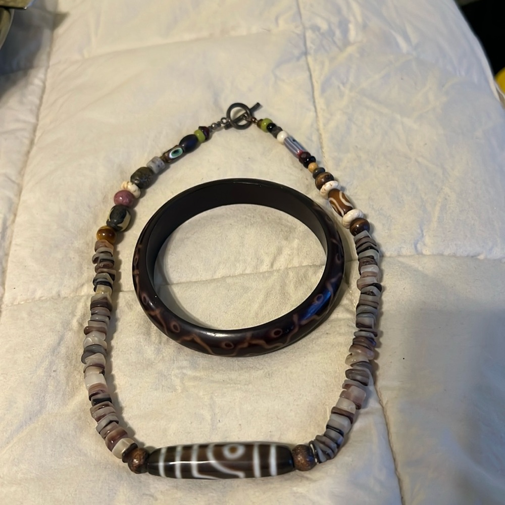 Handmade Beaded Necklace and Bangle Set